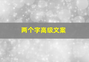 两个字高级文案