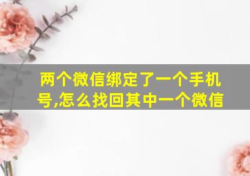 两个微信绑定了一个手机号,怎么找回其中一个微信