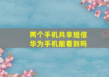 两个手机共享短信华为手机能看到吗