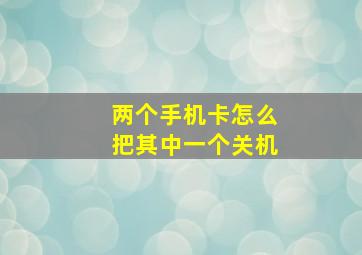 两个手机卡怎么把其中一个关机