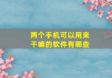 两个手机可以用来干嘛的软件有哪些