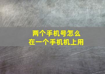 两个手机号怎么在一个手机机上用