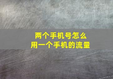 两个手机号怎么用一个手机的流量