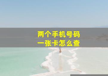 两个手机号码一张卡怎么查