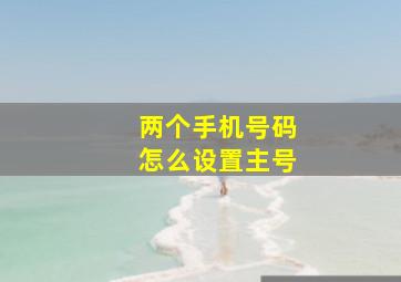 两个手机号码怎么设置主号