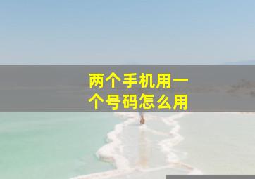 两个手机用一个号码怎么用