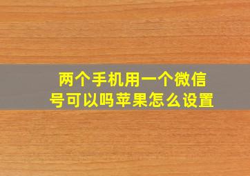 两个手机用一个微信号可以吗苹果怎么设置