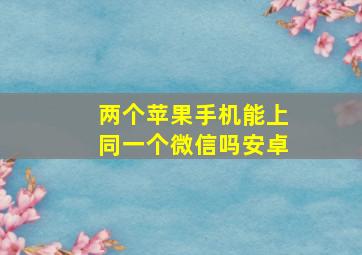 两个苹果手机能上同一个微信吗安卓