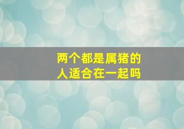 两个都是属猪的人适合在一起吗