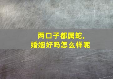 两口子都属蛇,婚姻好吗怎么样呢