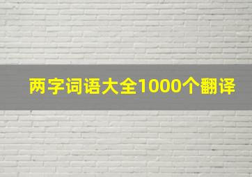 两字词语大全1000个翻译