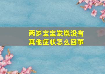 两岁宝宝发烧没有其他症状怎么回事