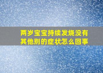 两岁宝宝持续发烧没有其他别的症状怎么回事