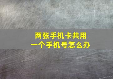 两张手机卡共用一个手机号怎么办