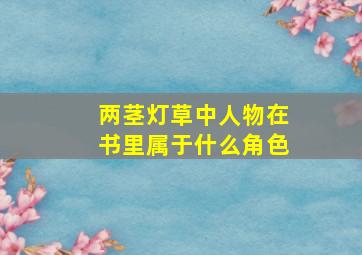 两茎灯草中人物在书里属于什么角色