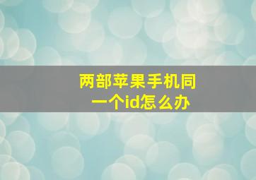 两部苹果手机同一个id怎么办