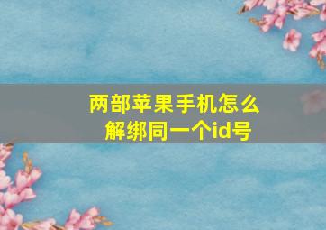 两部苹果手机怎么解绑同一个id号