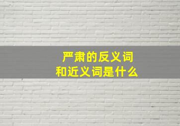 严肃的反义词和近义词是什么