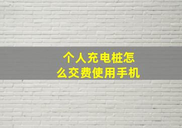 个人充电桩怎么交费使用手机