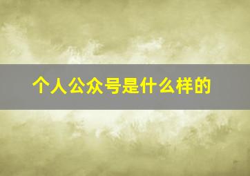 个人公众号是什么样的