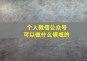 个人微信公众号可以做什么领域的