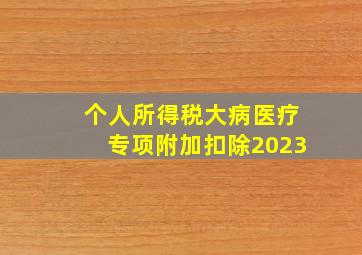 个人所得税大病医疗专项附加扣除2023