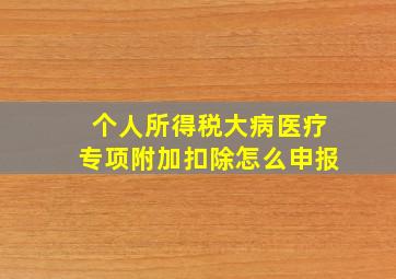 个人所得税大病医疗专项附加扣除怎么申报