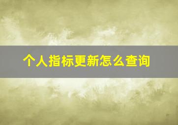 个人指标更新怎么查询