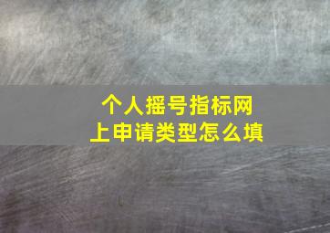 个人摇号指标网上申请类型怎么填