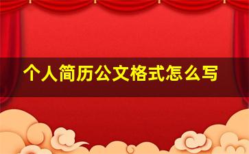 个人简历公文格式怎么写