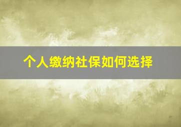 个人缴纳社保如何选择