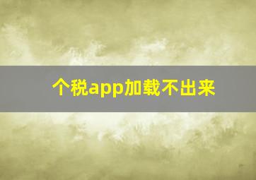 个税app加载不出来