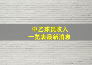 中乙球员收入一览表最新消息