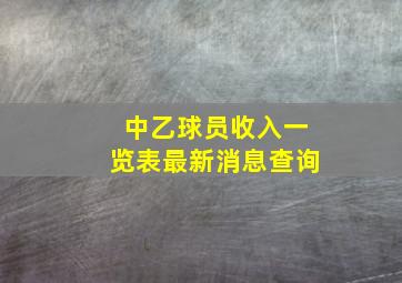 中乙球员收入一览表最新消息查询