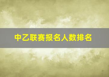 中乙联赛报名人数排名