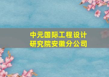 中元国际工程设计研究院安徽分公司