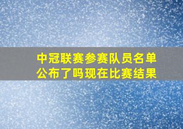 中冠联赛参赛队员名单公布了吗现在比赛结果