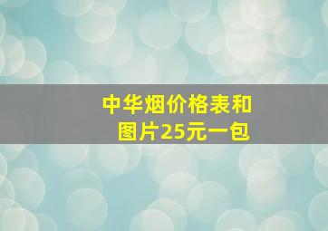 中华烟价格表和图片25元一包