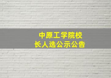 中原工学院校长人选公示公告