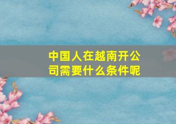 中国人在越南开公司需要什么条件呢