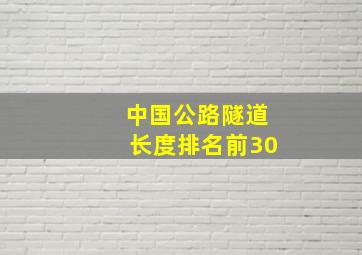 中国公路隧道长度排名前30