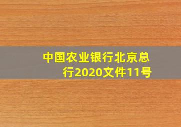 中国农业银行北京总行2020文件11号