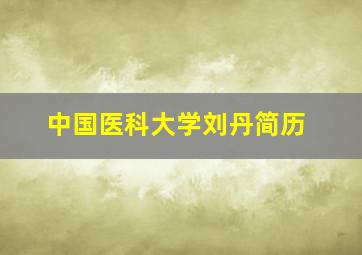 中国医科大学刘丹简历