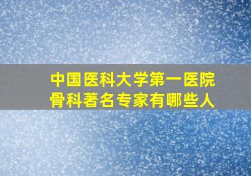 中国医科大学第一医院骨科著名专家有哪些人