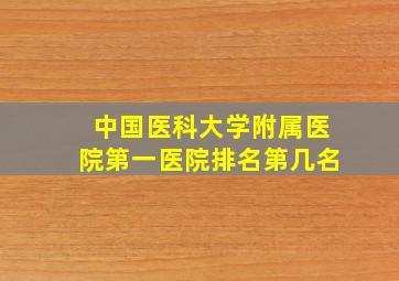 中国医科大学附属医院第一医院排名第几名