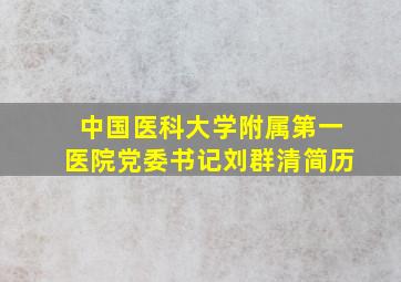 中国医科大学附属第一医院党委书记刘群清简历