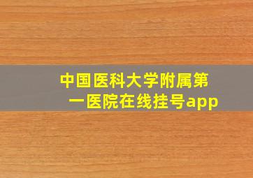 中国医科大学附属第一医院在线挂号app