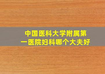 中国医科大学附属第一医院妇科哪个大夫好