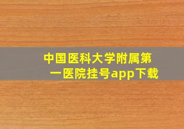 中国医科大学附属第一医院挂号app下载