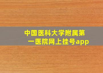 中国医科大学附属第一医院网上挂号app